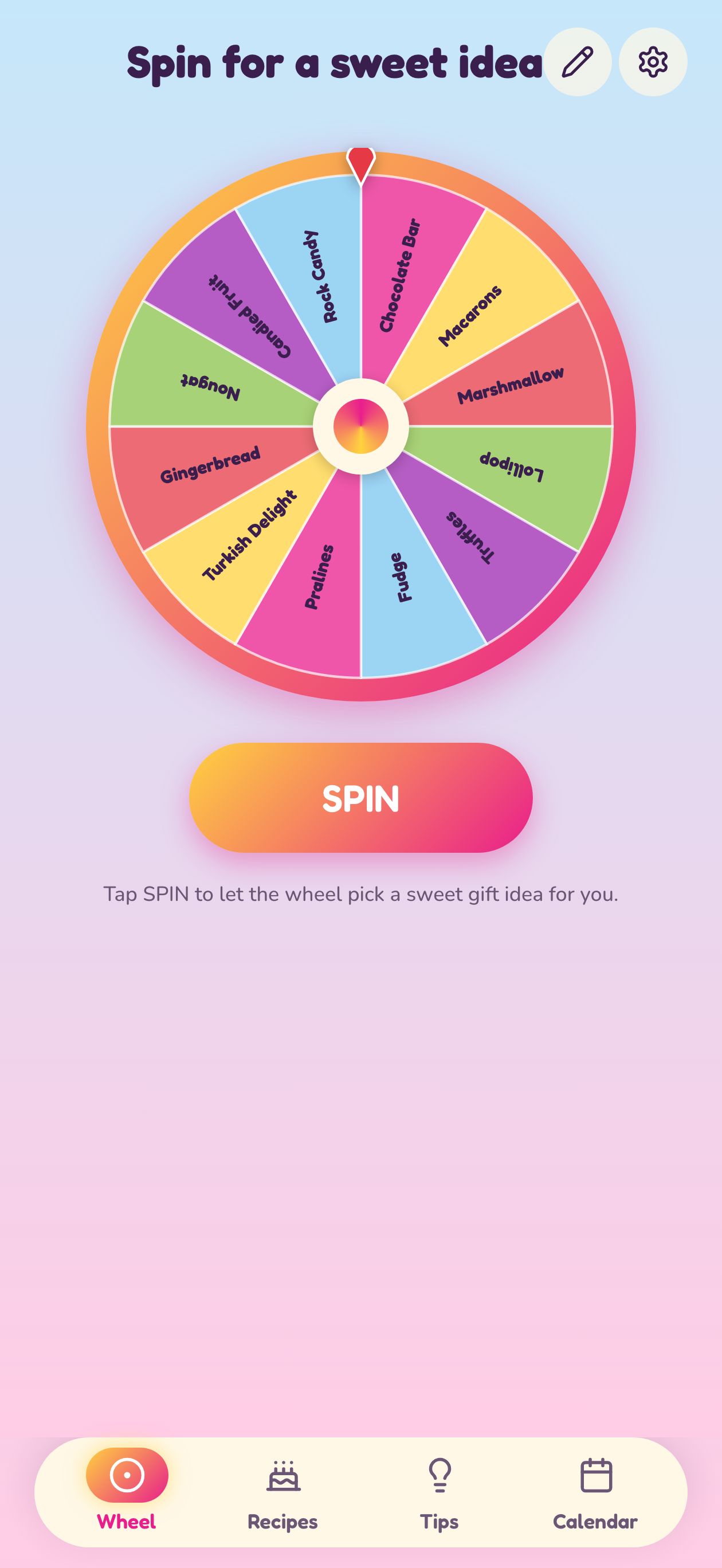 Spin the candy wheel