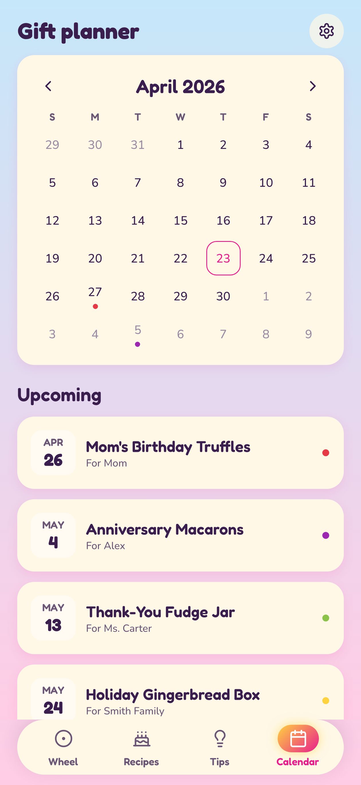 Plan every occasion